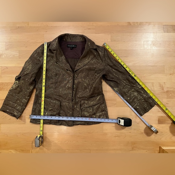 Bronze Metallic Linen Blazer | 12 Petite - Picture 9 of 16